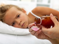 Drug treatment of barking cough in a child with