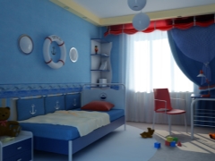 Curtains to the nursery in the marine style