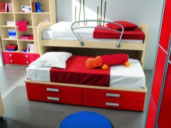 Cama retráctil para dos niños.