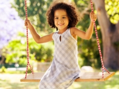 Children's wooden swing