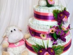 How to make a cake out of diapers for a girl?