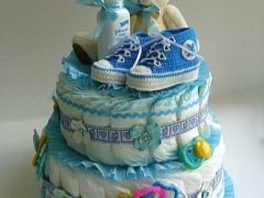 How to make a cake out of diapers for a boy?