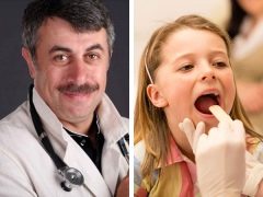 El Dr. Komarovsky en las amígdalas agrandadas en un niño