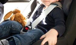 Niño de dos años cerrado en una noche fría en el coche.