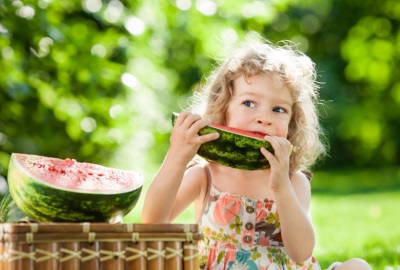 Girl eating watermelon