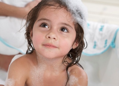 Bathing a baby before bed