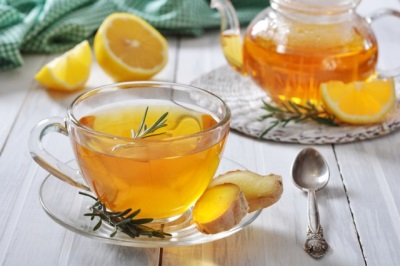 Ginger tea with honey and lemon