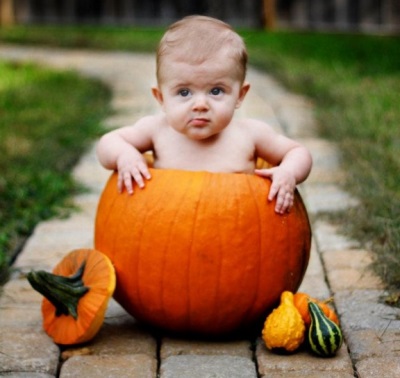 Baby in pumpkin