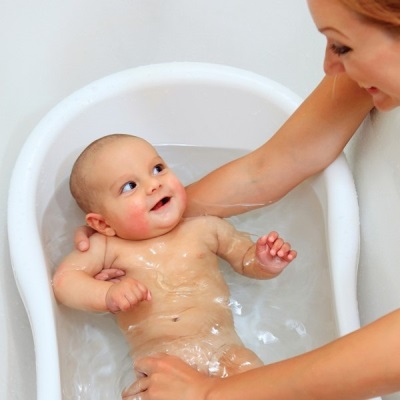 Bathing a newborn