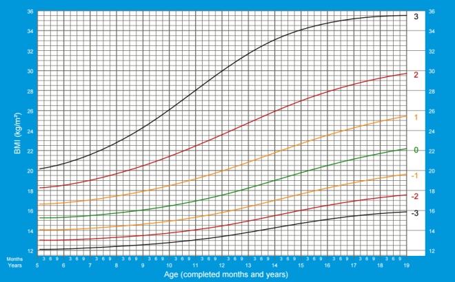 BMI of boys from 5 years who